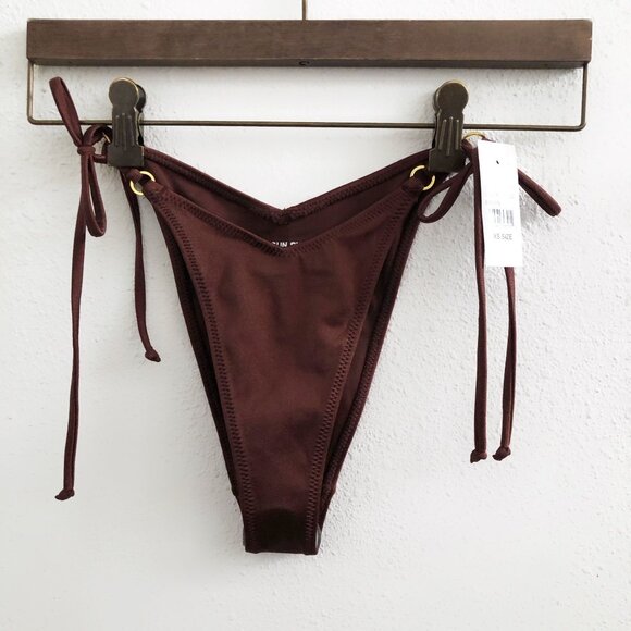 NWT PACSUN Eco Brown Tie Side Bikini Bottom Size XS - Picture 1 of 6